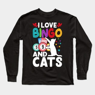 I Love Bingo And Cats T shirt For Women Long Sleeve T-Shirt